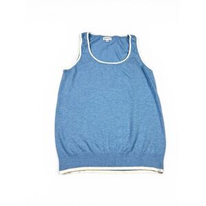 Minnie Rose Cashmere Blend Sweater Tank Blue Soft Lightweight Layering Knit S